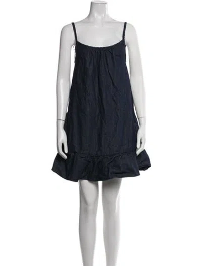 Pre-owned Dries Van Noten Scoop Neck Mini Dress In Blue