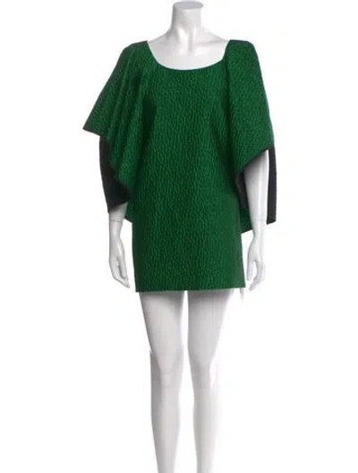 Pre-owned Dries Van Noten Scoop Neck Mini Dress In Green