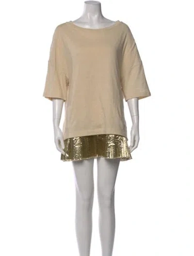 Pre-owned Dries Van Noten Scoop Neck Mini Dress In Neutral