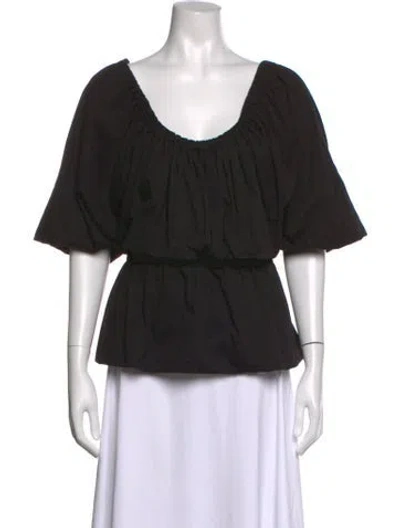 Pre-owned Dries Van Noten Scoop Neck Short Sleeve Blouse In Black