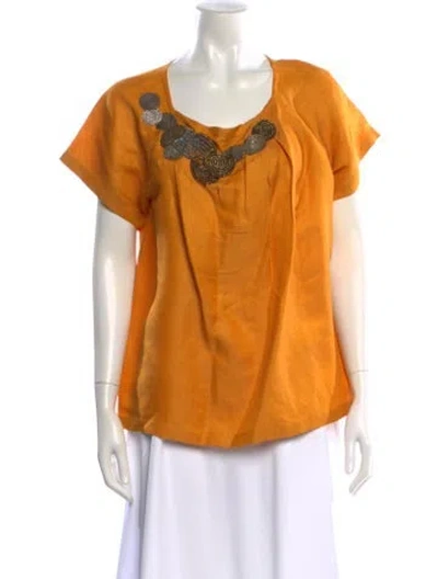 Pre-owned Dries Van Noten Scoop Neck Short Sleeve Blouse In Multi