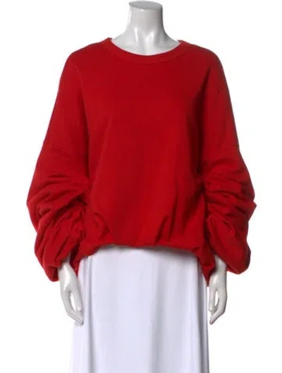 Pre-owned Dries Van Noten Scoop Neck Three-quarter Sleeve Blouse In Red