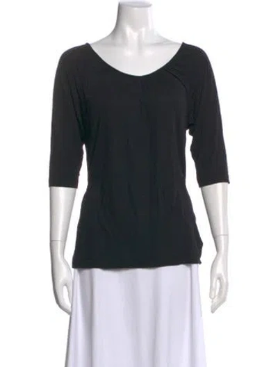 Pre-owned Dries Van Noten Scoop Neck Three-quarter Sleeve Top In Black