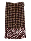 Dries Van Noten Geometric Pattern High Waist Midi Skirt In Brown