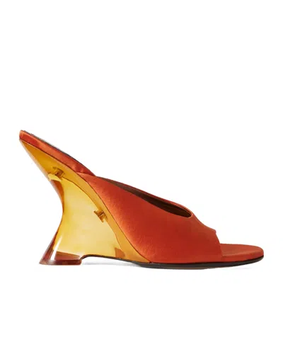 Dries Van Noten Sculpted Heel Mules In Orange