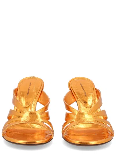 Dries Van Noten Sculptural 9 Cm Heel Leather Heels In Orange