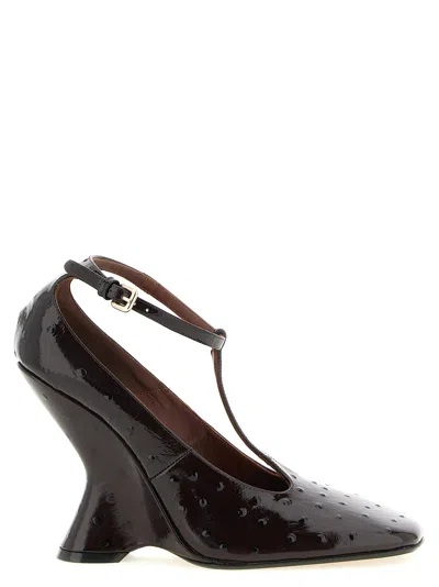 Dries Van Noten Sculptural Heel Pumps In Burgundy