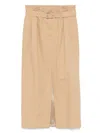 Dries Van Noten Belted High Waist Pleated Midi Skirt In Brown