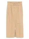 Dries Van Noten Belted High Waist Pleated Midi Skirt In Brown