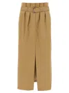 Dries Van Noten Pleated Long Skirt Belted Waist