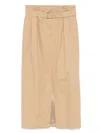 Dries Van Noten Belted High Waist Pleated Midi Skirt In Neutrals
