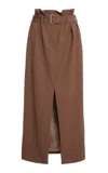 Dries Van Noten Seaches Pleated Wool-gabardine Midi Skirt In Tan