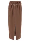 Dries Van Noten Seaches Pleated Wool-gabardine Midi Skirt In Brown