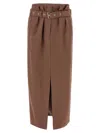 Dries Van Noten Seaches Pleated Wool-gabardine Midi Skirt In Brown