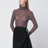 Dries Van Noten Semi-transparent Brown Print Turtleneck Jumper Women In Black