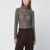 Dries Van Noten Hoyser Tie Print Crystal Embellished Mesh T-shirt In Black