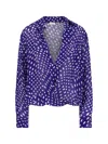 Dries Van Noten Long Sleeve Polka Dot Top With Tie In Purple