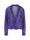 Dries Van Noten Long Sleeve Polka Dot Top With Tie In Purple