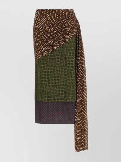 DRIES VAN NOTEN 'SENICE' WRAP SKIRT MIXED PATTERNS