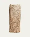 Dries Van Noten Sequined Snake-print Pencil Skirt In Beige