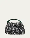 Dries Van Noten Small Pleated Jacquard Bag With Resin Handle In Black