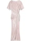 Dries Van Noten Sequined Draped Gown In Pink