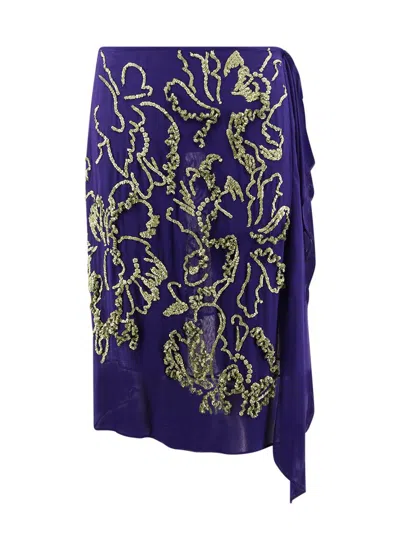 Dries Van Noten Sima Viscose Skirt With Sequins In Purple