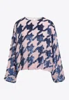 Dries Van Noten Pink Sequined Silk Blouse In Blue