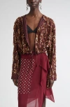 Dries Van Noten Sequin Embellished Silk Crop Jacket