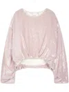 Dries Van Noten Sequined Gathered Blouse In Pink
