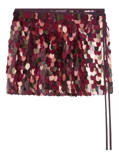 Dries Van Noten Sequin-embellished Wrap Skirt In Burgundy