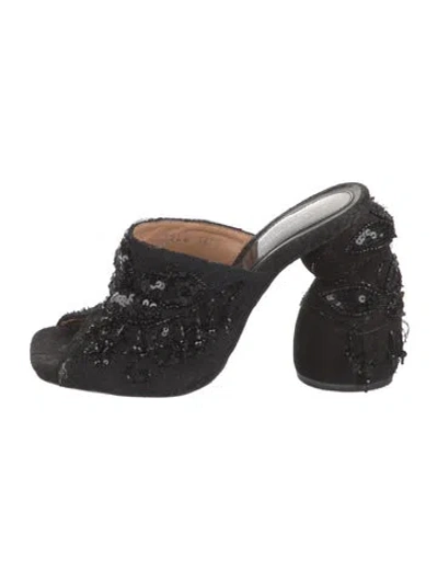 Pre-owned Dries Van Noten Sequin Embellishments Slides In Black