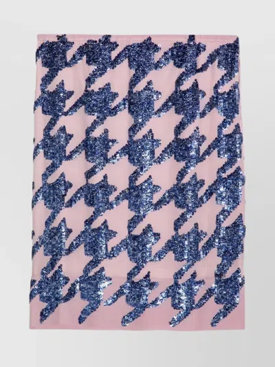 DRIES VAN NOTEN SEQUIN SILK SKIRT HOUNDSTOOTH PATTERN
