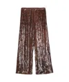Dries Van Noten Brown Wide Trousers With Micro Sequins In Brown
