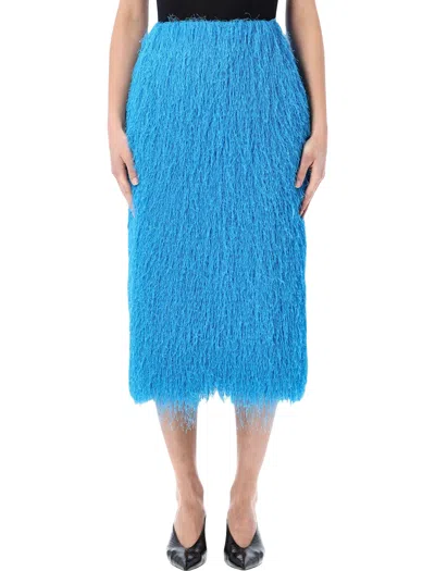 Dries Van Noten Sequined Chiffon Mini Wrap Skirt In Blue