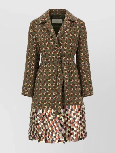 DRIES VAN NOTEN SEQUINED COAT BELTED WAIST