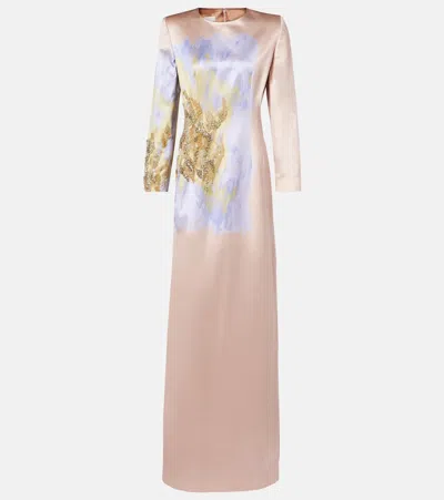 Dries Van Noten Sequined Cotton And Silk Gown In Pink
