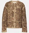 Dries Van Noten Vonda Sequined Open Front Jacket In Beige
