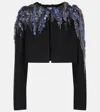 Dries Van Noten Sequined Cropped Wool-blend Jacket In Black