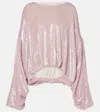 Dries Van Noten Sequined Gathered Blouse In Pink