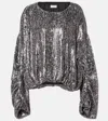 Dries Van Noten Sequined Gathered Blouse In Silber