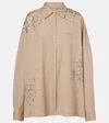 Dries Van Noten Long Sleeve Top Dropped Shoulders Nylon Silk Sequins In Brown