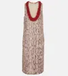 Dries Van Noten Sequined Printed Midi Dress In Purple