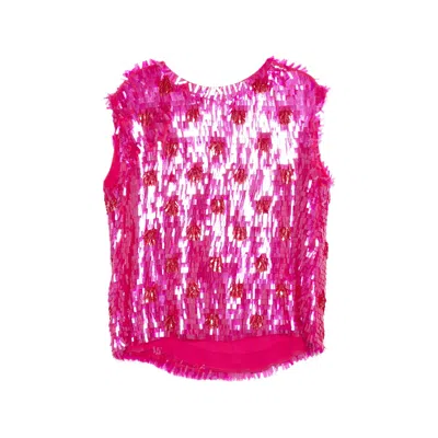 Dries Van Noten Sequined Silk Blouse In Pink