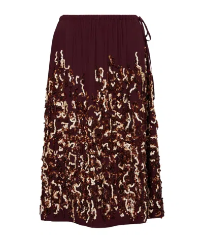 Dries Van Noten Sequined Silk Midi Skirt In Multi