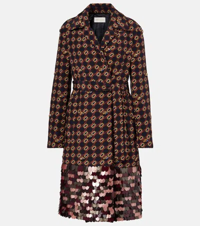 Dries Van Noten Sequined Silk Wrap Coat In Multi