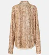 Dries Van Noten Women Sequins Shirt Python Print In Brown