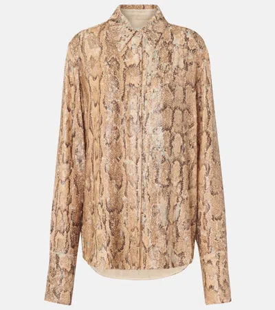 Dries Van Noten Women Sequins Shirt Python Print In Animal Print
