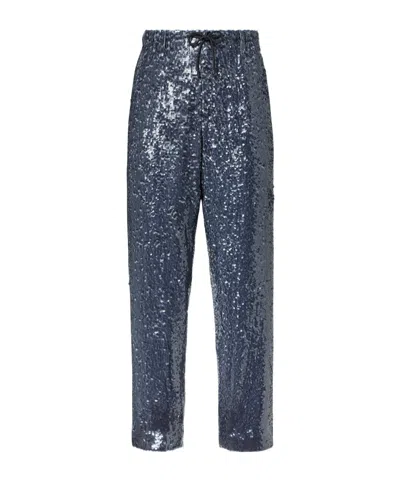 Dries Van Noten Sequined Straight Pants In Metallic