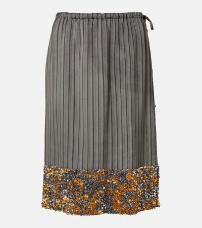 Dries Van Noten Scotts Pinstripe Sequin Skirt In Gray